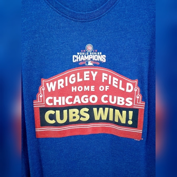 47 CHICAGO CUBS 2016 Champions Wrigley Field CUBS WIN  MLB 100% Cotton Medium - Picture 7 of 11